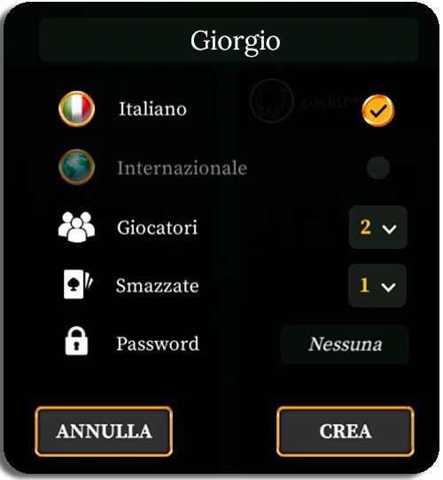 inserisci nome tavolo